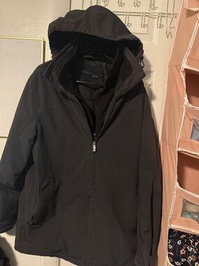 Weatherproof Black Hooded Rain Jacket